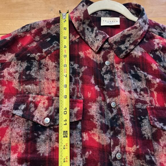 YoungLA Outlaw Flannel Shirt Sample Men's SZ Med Plaid Red/Black Sz XXL - Picture 8 of 12